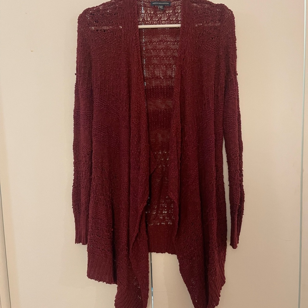 American Eagle loose open stitched red cardigan size xs